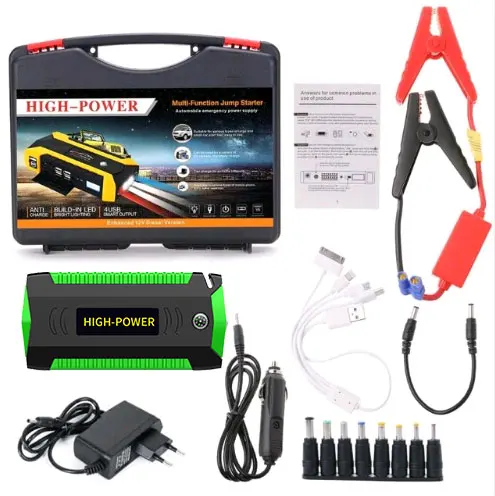 12V Portable Multifunction Jump Starter 4USB 600A Car Battery Booster Charger Booster Power Bank Starting Device - Цвет: EU plug