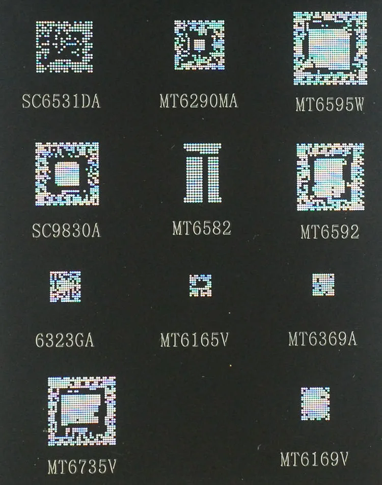 Трафарет для реболлинга BGA MTK phone series MTK6369 MT6582 MT6572A MT6592V MT6323GA MT6169V MT6735V MT6339A|Паяльные
