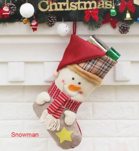 Санта Клаус персонализированные рождественские чулки держатели 3D рождественские носки Снеговик висячие конфеты держатели для подарков
