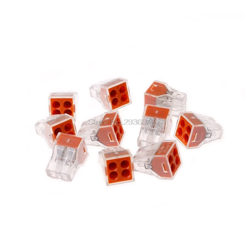 

10Pcs/Set PCT-104 Push Wire Wiring Connector for Junction Box 4 Pin Terminal Block