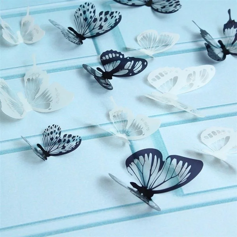 18 шт. 3D бабочка кристально прозрачные обои 3D ПВХ обои клейкие обои для гостиной домашний декор 21*29,5 см