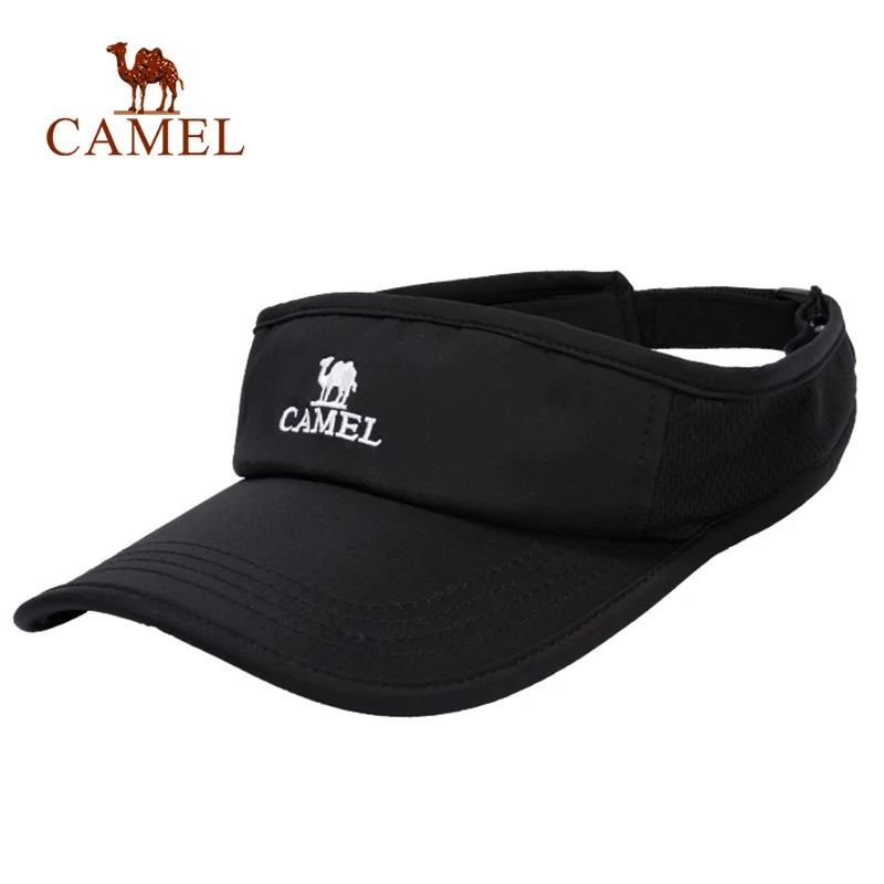 CAMEL, унисекс, открытый козырек для бега, Солнцезащитная шляпа, Пустой Топ, козырек, кепка, Ультралегкая, анти-УФ, быстросохнущая, для кемпинга, туризма, спорта, путешествий, шапка - Цвет: Black