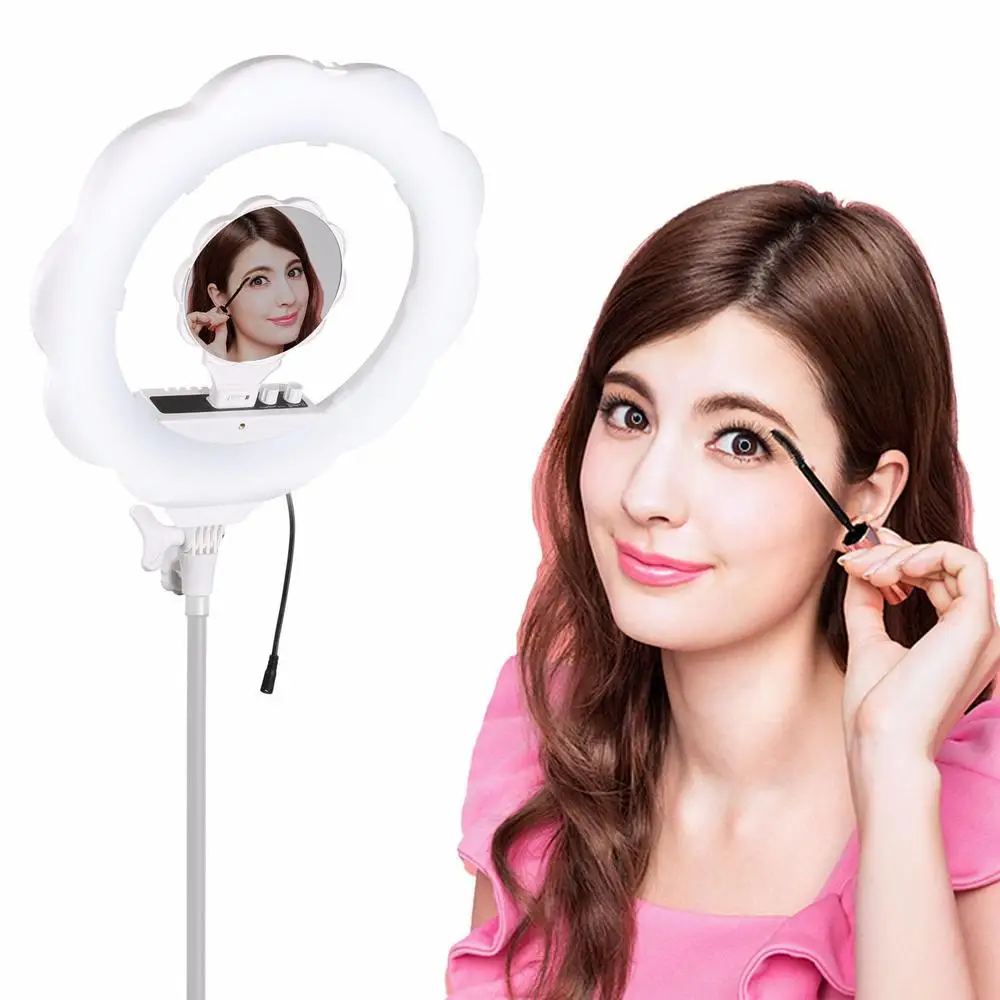 

EACHSHOT ES384 Bi-Color Ring LED Video Light Fill Light with Makeup Mirror 384pcs SMD LEDs 3000K-6000K Light for Camera Photo