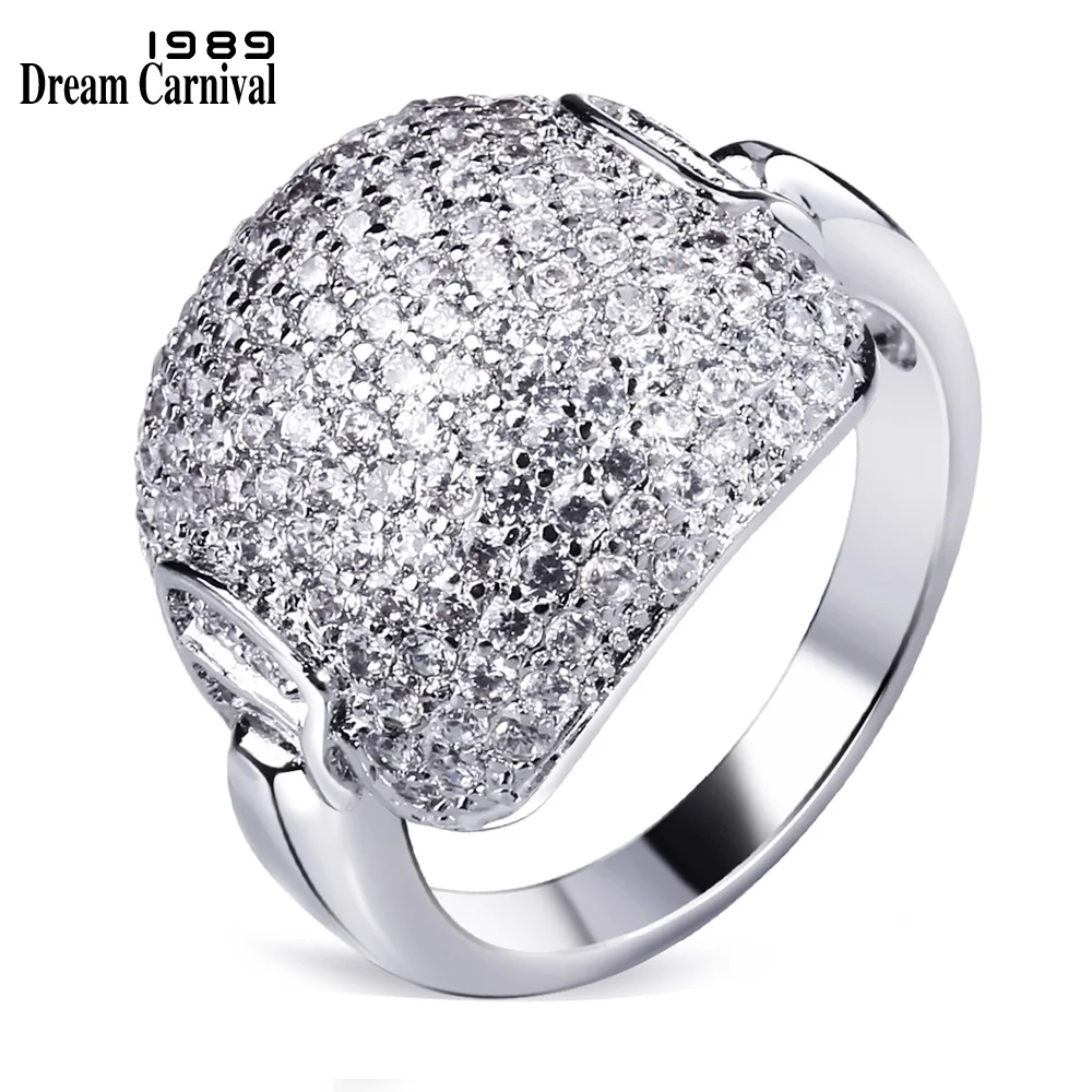 

DreamCarnival 1989 Domed shape Fashion Paved Full Zircon Stones Bridal Jewellery Square Party Rhodium Gift Jewelry Ring SJ10013