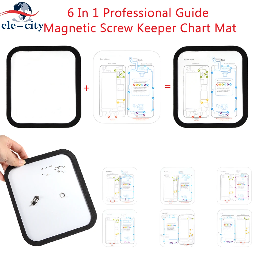 6 In 1 Professional Guide Pad Magnetic Screw Work Keeper Chart Mat for iPhone 6/6 Plus/6S/6S Plus/7/7 Plus Phone Repair Tools