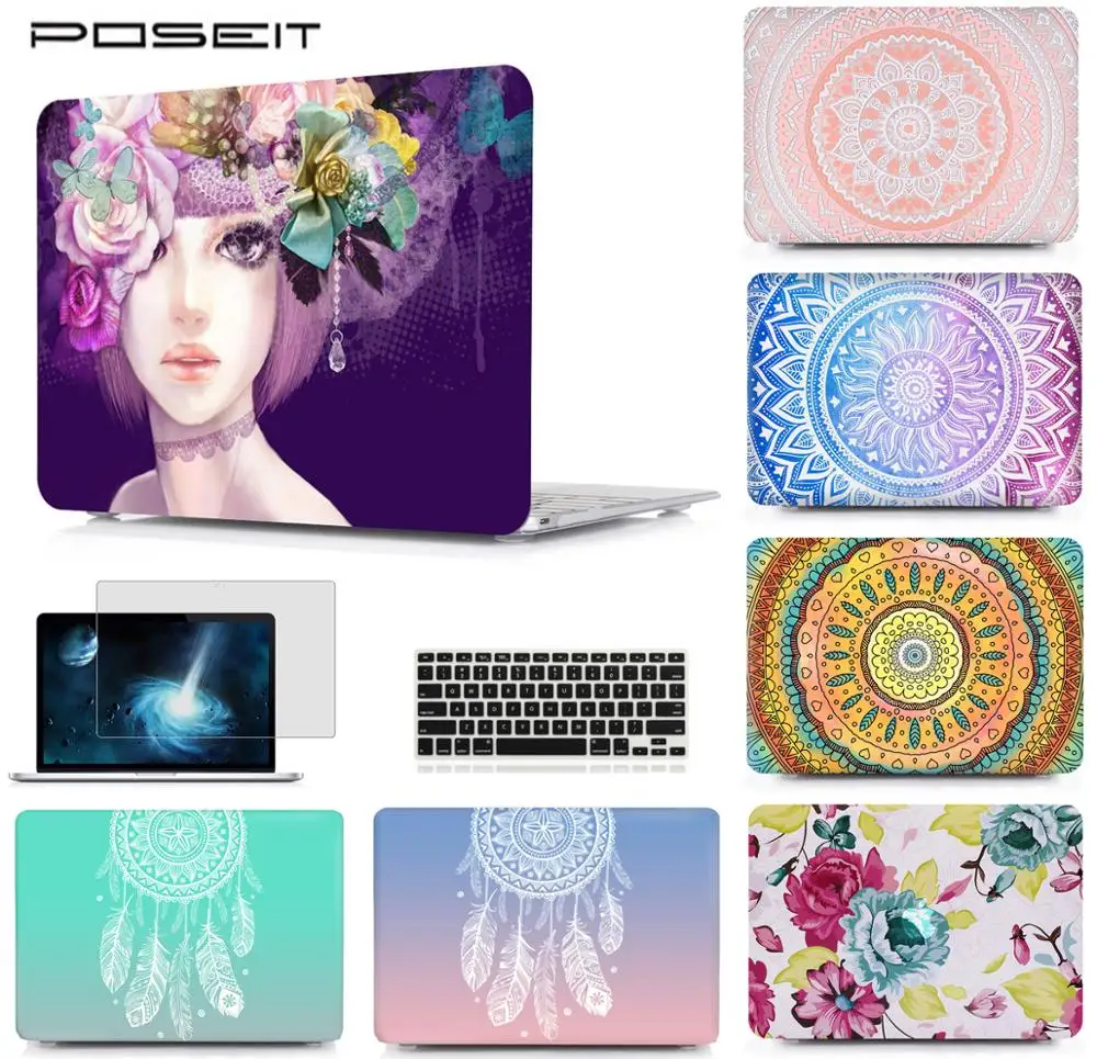 

POSEIT For Macbook Pro Touch Bar 13 15 A1706/A1707/A1708 Air 11 13 Pro 13 15 Retina 12 Laptop Shell+Keyboard Cover+Screen Film