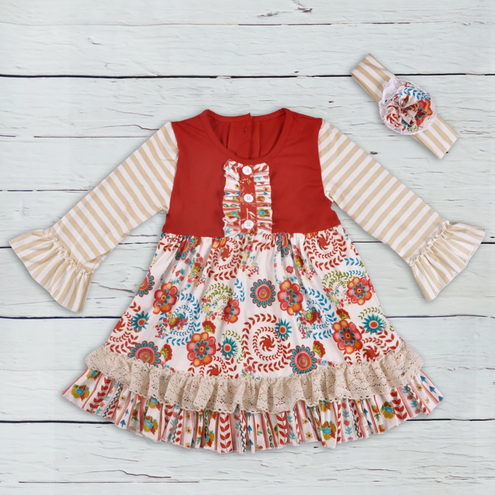 

Wholesale Floral Girl Dress 2018 Baby Boutique Clothing Girl Cotton Dress Spring Kids Fashion Remake Frocks LYQ806-230