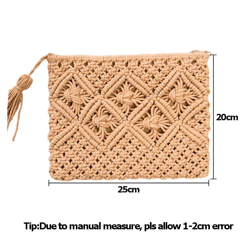 Women Bohemian Clutch Bags Female Summer Beach Straw Bags Lady Tassel Kintted Hollow Handmade Weave Travel Messenger Bag SS3067 (15)