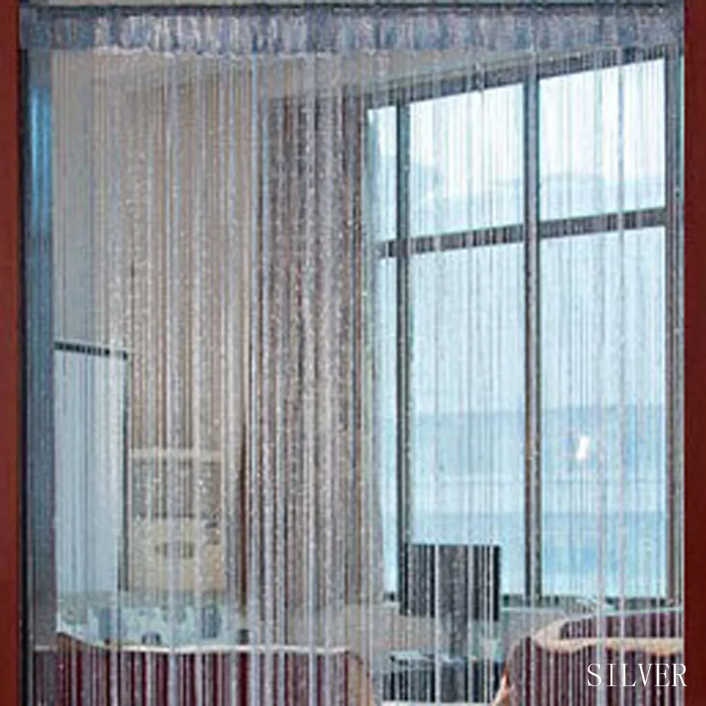 

1 pc Decorative Line Curtains String Curtains Silver Thread Window Room Partition Curtain