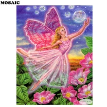 DIY фото на заказ, алмазов картина без рамки из страз Алмазная вышивка в виде цветочной феи, вышитая бисером 5D wall art B09