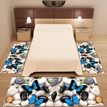 Else 3 шт. серые белые камни синяя бабочка 3d узор печать Нескользящая микрофибра моющийся Декор Спальня Площадь Ковер Набор ковриков