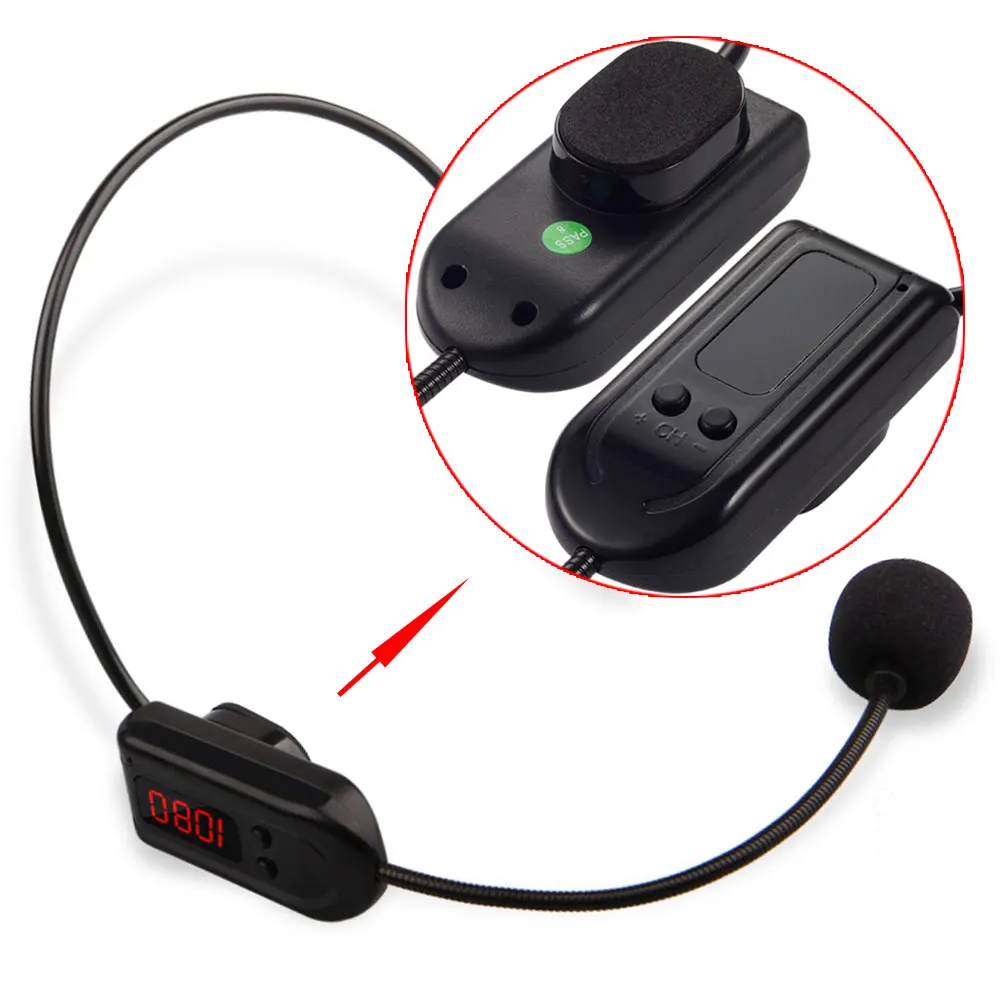

Portable FM Wireless Microphone Headset Megaphone Radio Mic For Loudspeaker For Teaching Tour Guide Meeting Lectures for speaker