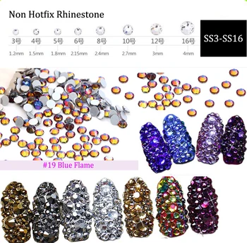 

Blue-Fire Strass New ss3 ss4 ss5 ss6 ss10 ss12 ss16 1440pcs Nail Art Decoration Flatback Glass Stones Shiny Gems DIY (No.19)