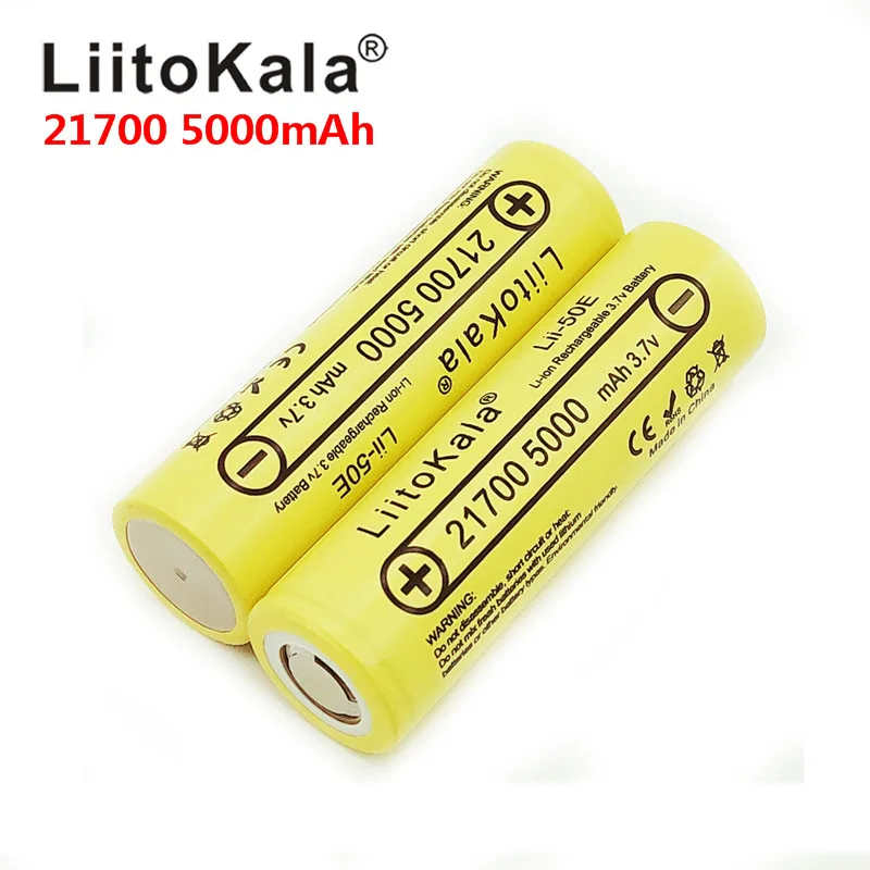 

2019 LiitoKala 21700 4800 5000mAh Li-Ni Battery 3.7V 50E for Electronic Cigarette Mod / Kit 3.7V 15A power 5C Rate Discharge