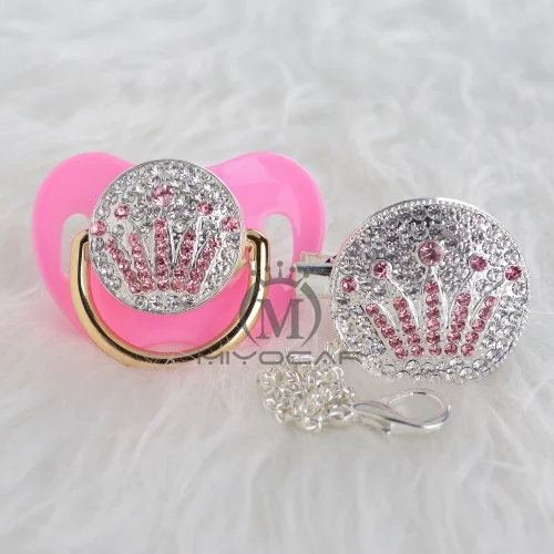 MIYOCAR BLING princess Серебряная розовая Корона соска и соска-клипса красочный уникальный дизайн SGS сертификат безопасный APCG-3-11 - Цвет: APCG-3-1  0-6m