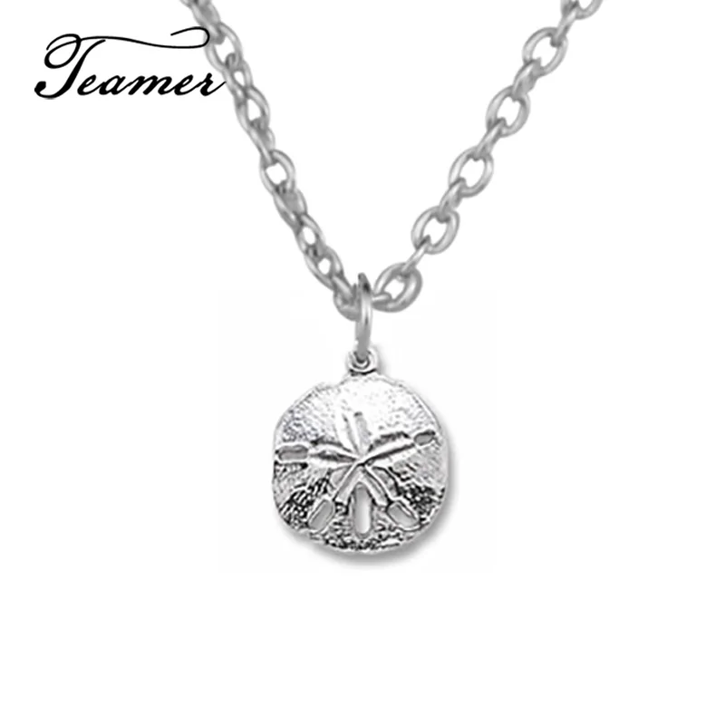 

Teamer High Quantity Silver Color Metal Sand Dollar Pendant Chain Or Rope Necklace Starfish Round Pendant Necklace (A122235)