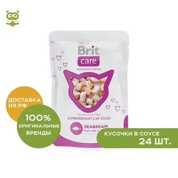 

Brit Care пауч для кошек (кусочки в соусе), Морской лещ, Cat food, for cats, 24*80 г