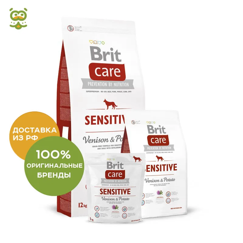 Корм Brit Care Sensitive Venison& Potato для взрослых собак всех пород, Оленина и картофель, 12 кг