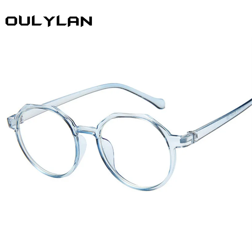 

Oulylan Blue Film Radiation Protection Glasses Frames Polygon irregular Glasses Frame light Eyewear Frames flat mirror