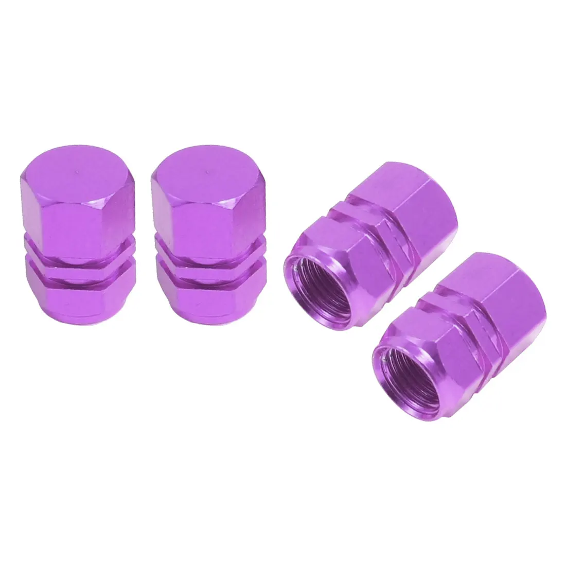 4 Pcs Purple Metal Hexagon Auto Car Tyre Tire Valve Cap Coverin Air