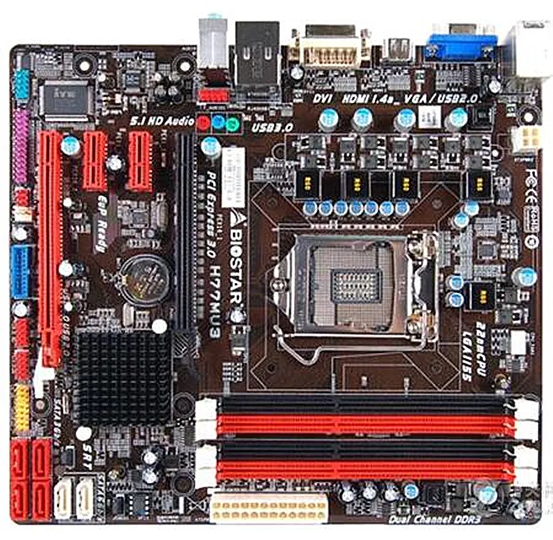 Оригинальная настольная материнская плата BIOSTAR H77MU3 Gold Edition H77 LGA 1155 DDR3 32G SATA3 USB3.0 Micro