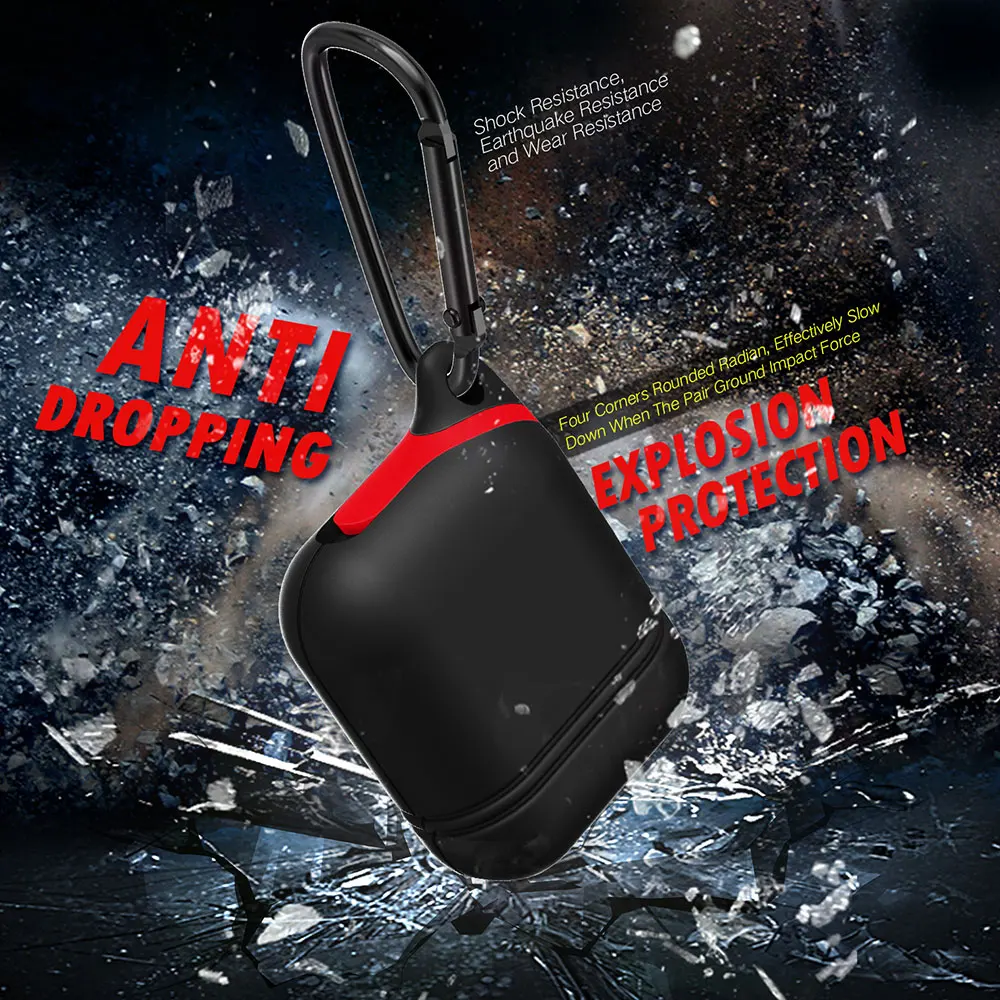 New Waterproof Silicone Case Bluetooth Wireless Earphone Protective Skin Cover For Apple AirPods Charging Box with Hook Nonslip