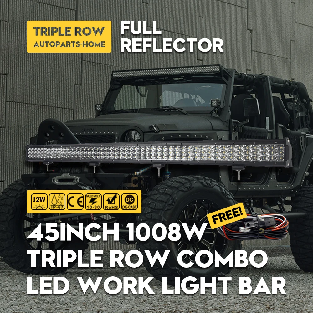 Cree Chips 45INCH LED Work Light Bar 6D 1008W Combo Beam White Source Car Lamp 3-Row For KAMAZ GAZ UAZ 4x4 4wd Styling | Автомобили и