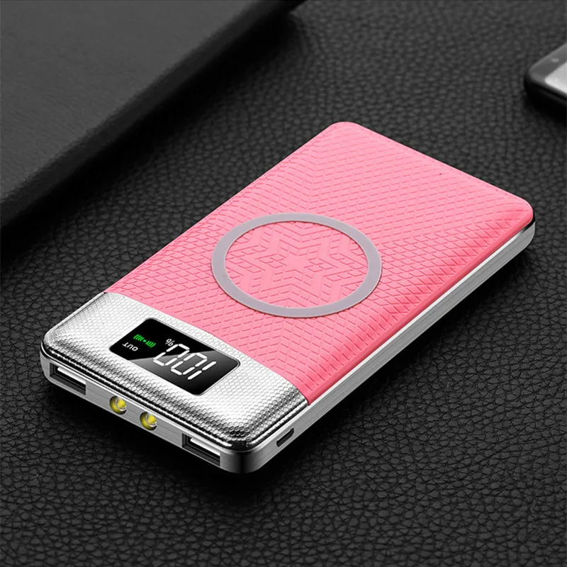 Hot Sale Wireless Power Bank Dual USB 10000mAh Wireless Charger Bateria External Portable With LED Light Powerbank For Xiaomi