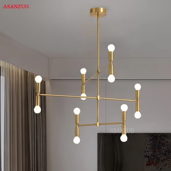 

Nordic postmodern creative gold black chandelier lamp living room dining room hanging lamp art Metal 12-light chandeliers