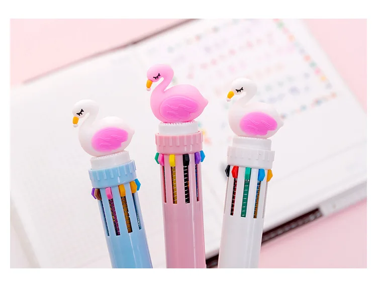12 шт./лот милые Фламинго 10 Цветов шариковая ручка/милый творческий студент Multi Функция ручка/красочные ручка/детский подарок