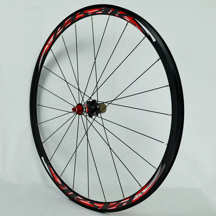 Top 700C Carbon Fiber Wheels Road Bike Bicycle Wheel Light Carbon Wheelset  V/C Brakes 30MM Rim direct-pull stainless steel spoke 11