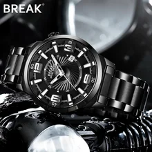 BREAK мужские Топ люксовый бренд браслет из нержавеющей стали модные повседневные Кварцевые спортивные наручные часы с календарем креативный подарок под платье часы