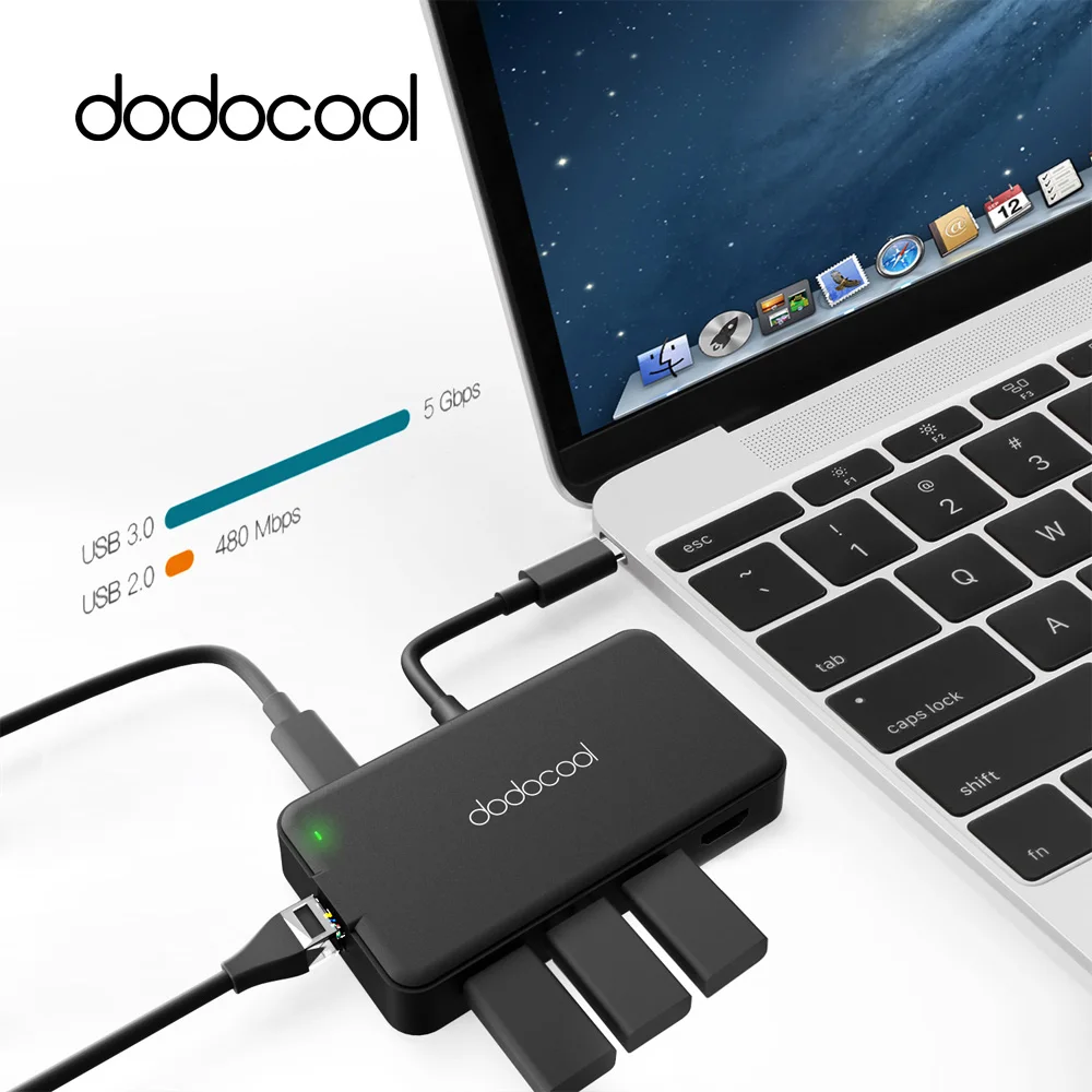 

Dodocool Multifunction USB Hub with Type-C Power Delivery 4K Video HD/VGA USB Port 7 in1 USB 3.0 Hub For Samsung Galaxy S9 S8