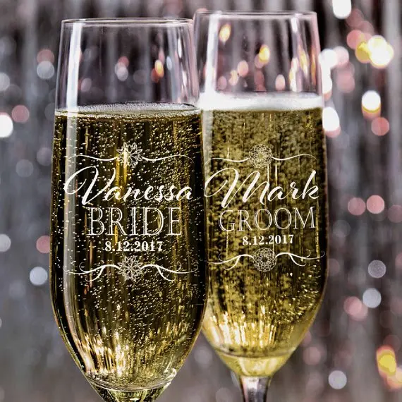 Персонализированные Свадебные бокалы шампанского свадебное вино очки для невесты и жениха чашки для свадьбы помолвки декорации вечеринок - Цвет: Style 9