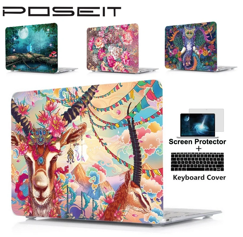 

POSEIT For Alppe Macbook Pro 13 15 Touch Bar 13 15 Air 11 13 A1466 Pro Retina 12 13 15 Laptop Shell+Keyboard Cover+Screen Film