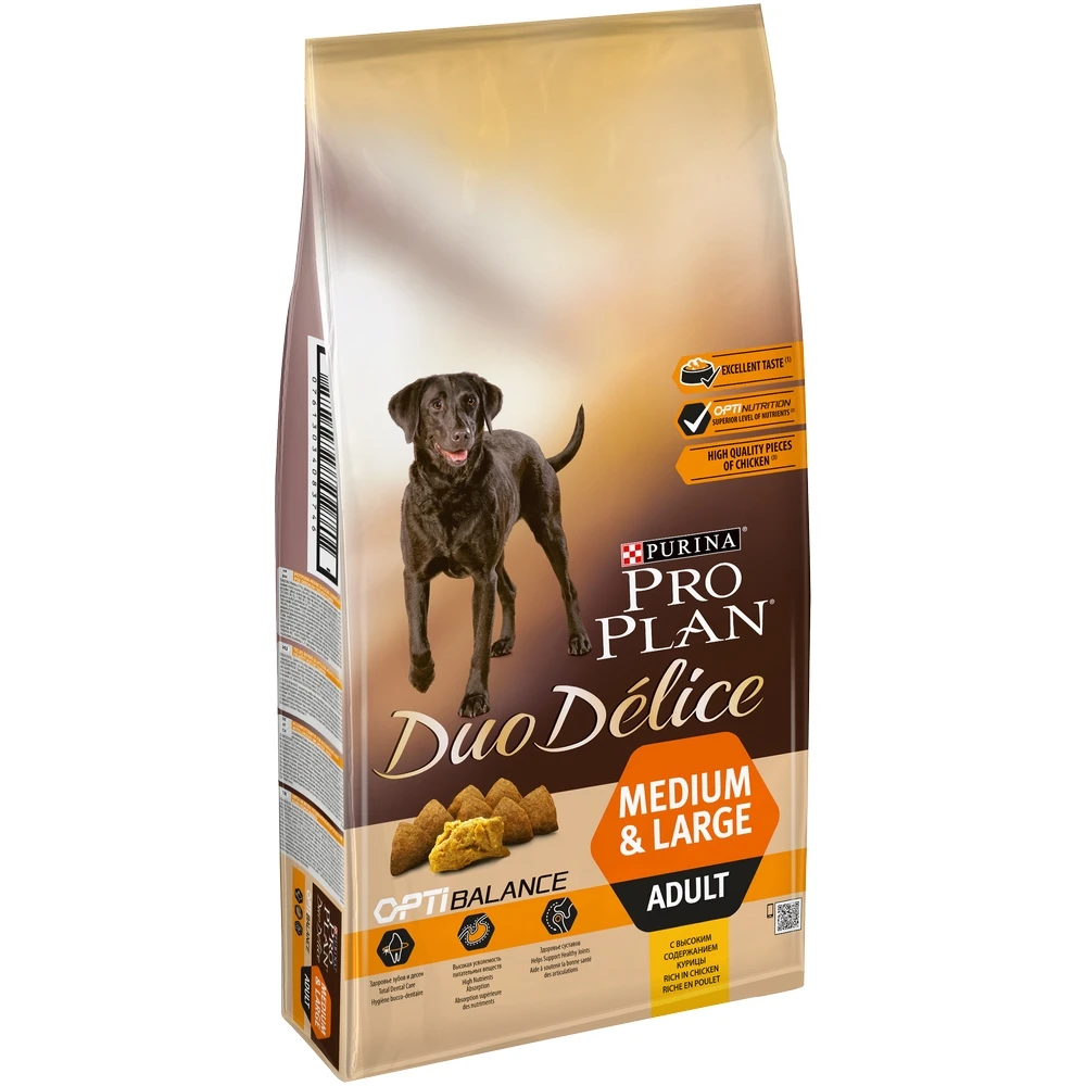 Pro Plan Duo Delice Medium& Large для взрослых собак средних и крупных пород, Курица, 10 кг