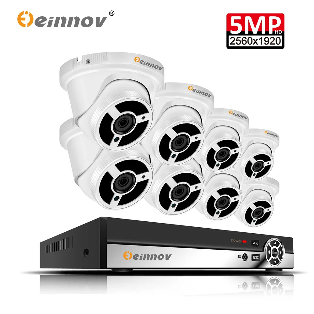 

Einnov 8CH CCTV H.265 NVR Kit Video Surveillance POE Security Camera Set IR 5MP Red Light Night Vision Dome Camera P2P Wired HD