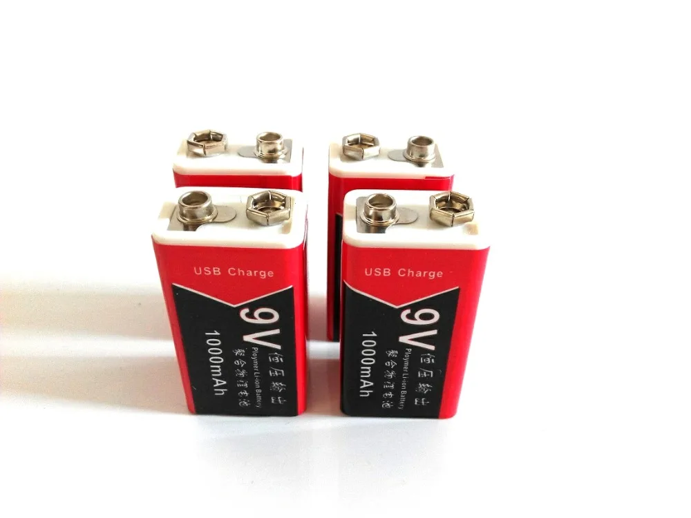 

4pcs/lot Constant voltage 9V 1000mAh rechargeable lithium battery USB lithium polymer metal detector rechargeable battery