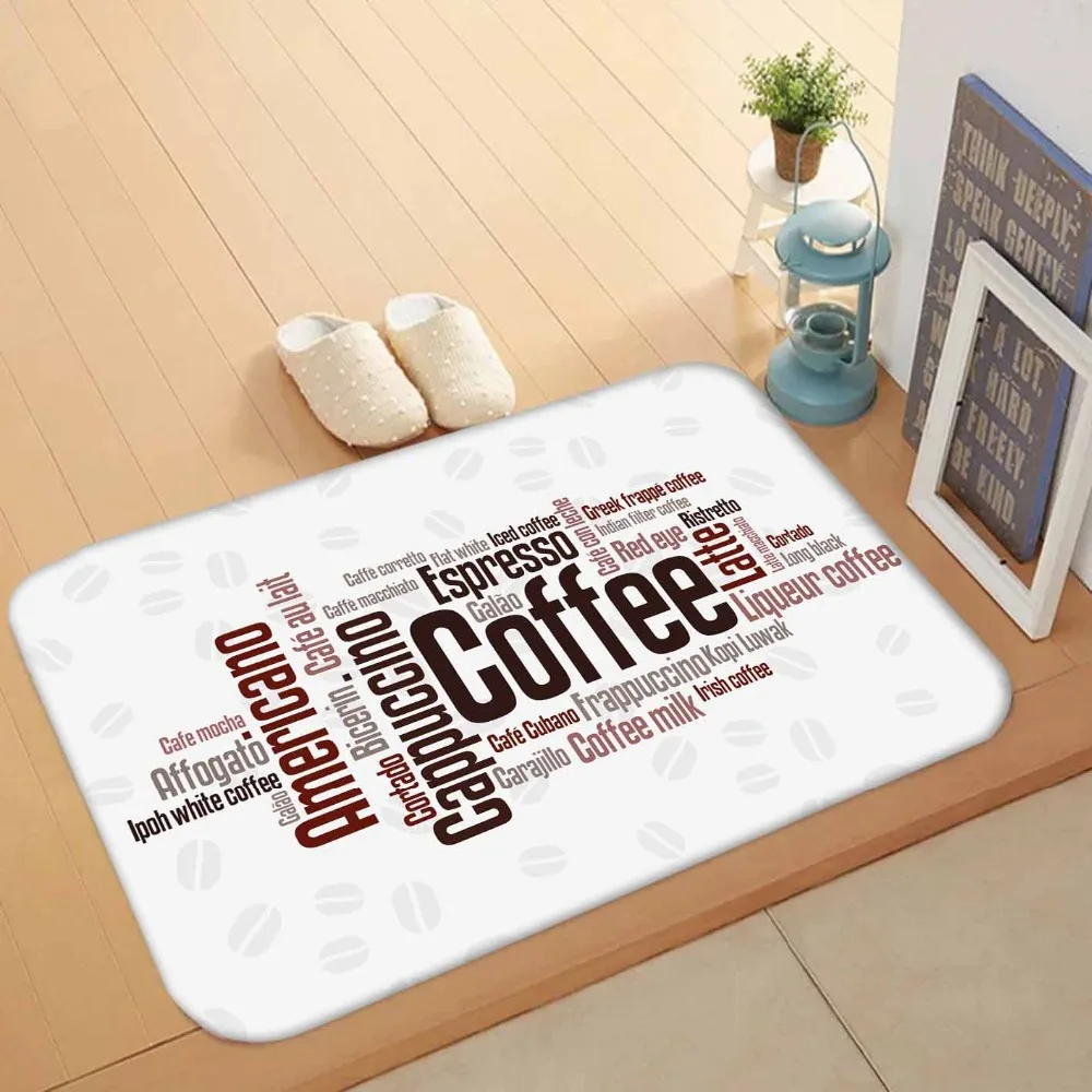 Else Белый Пол Коричневый Черный Кофе Latte Americano Writen 3d принтом Нескользящие половик домашний декор прихожей кухня коврики