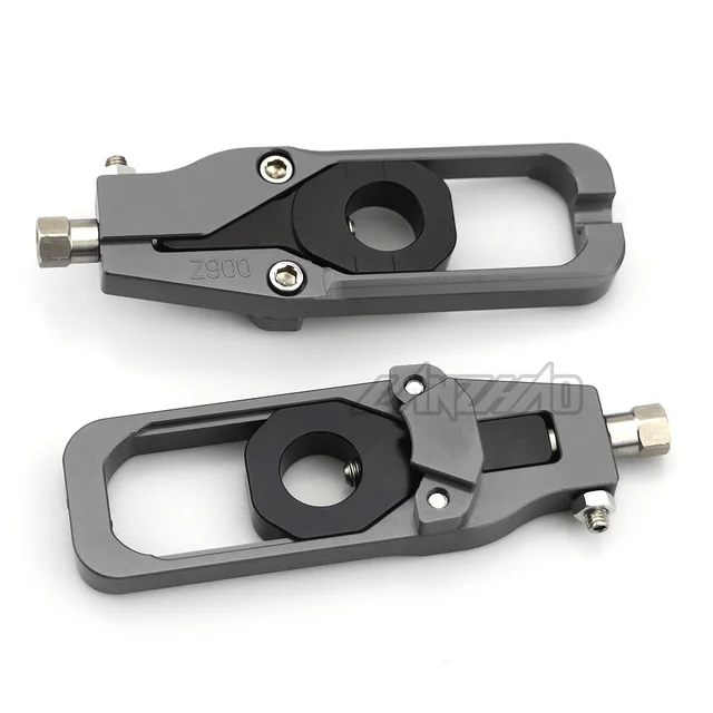 CNC Aluminum Motorcycle Chain Blocker Adjuster Pair Green Black Blue