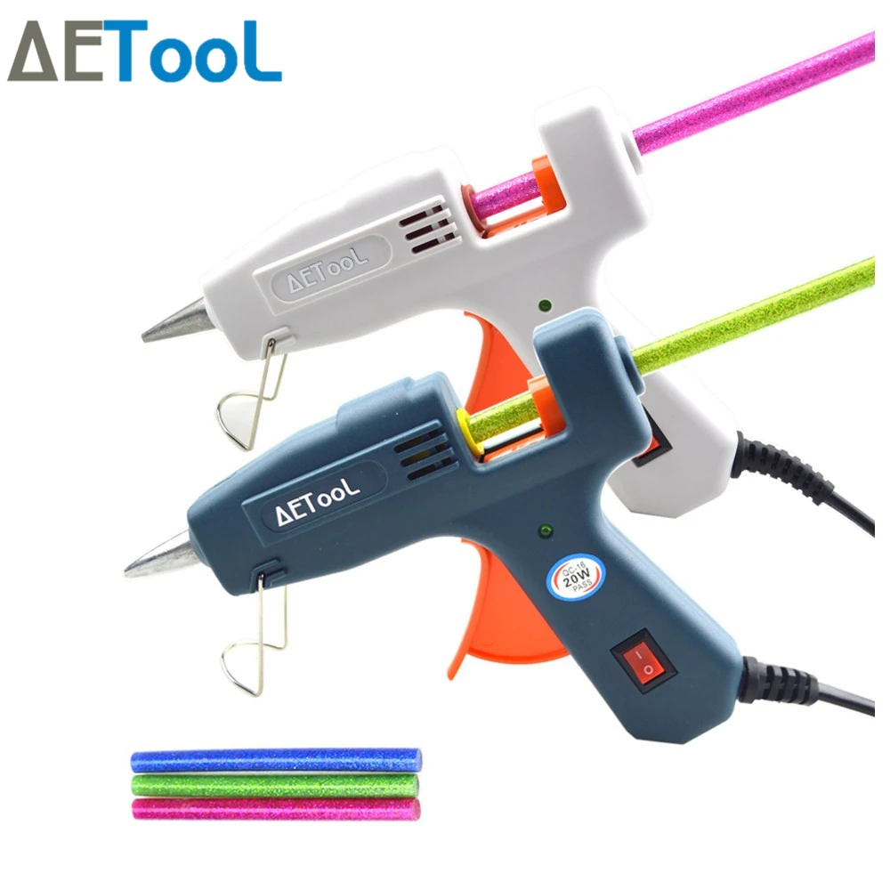 AETool White/Black 20W 110V 240V Hot Melt Glue Gun Plastic Heating Up