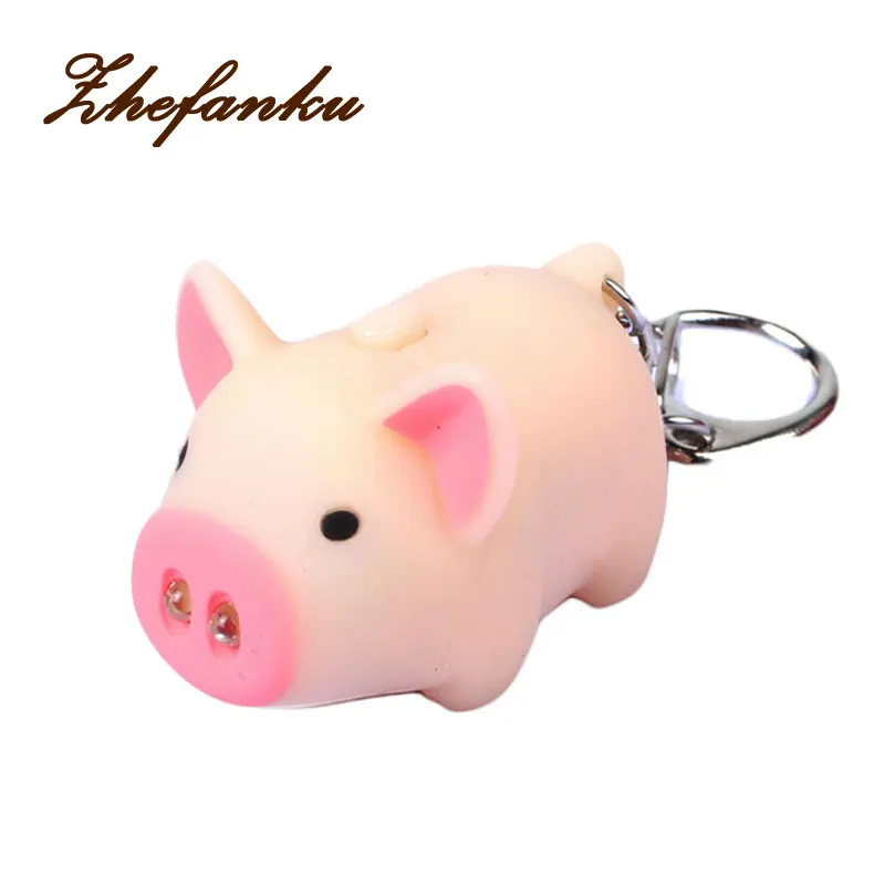 

Cute Pig Led Keychains Flashlight Sound Rings Creative Kids Toys Pig Cartoon Sound Light Keychains Child Gift 3 Colors