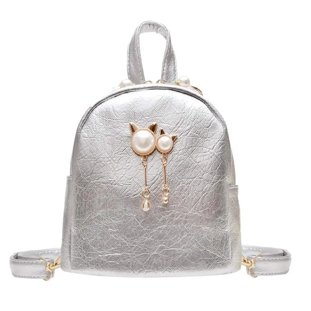 Женский рюкзак из искусственной кожи, женские рюкзаки, школьные рюкзаки для подростков Mochila Feminina, женские одноцветные школьные сумки на плечо для путешествий - Цвет: Silver
