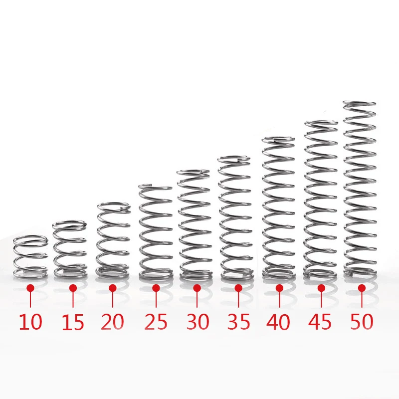 2 mm Wire Size 22.5 mm Free Length 11.71 mm Compressed Length Stainless Steel 14.5 mm OD 211.56 N Load Capacity Compression Spring Metric 19.93 N/mm Spring Rate Pack of 10 