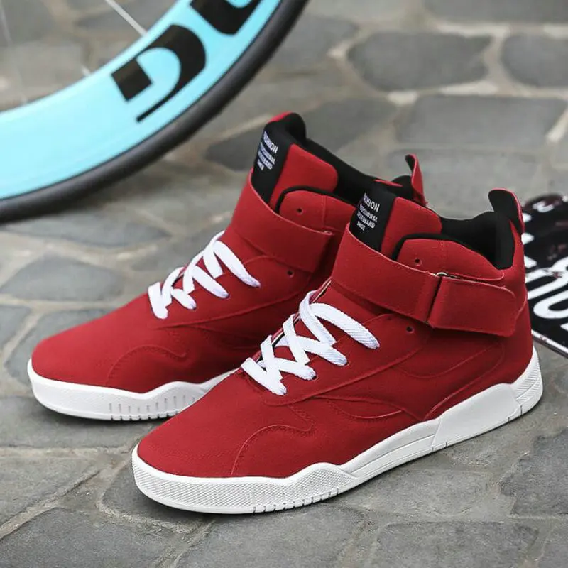 جديد المدربين حذاء قماش الرجال حذاء رياضة Zapatillas Hombre الأسود الأحمر عارضة عالية أعلى الرياضة المشي حذاء كاحل برباط الأحذية LE-100