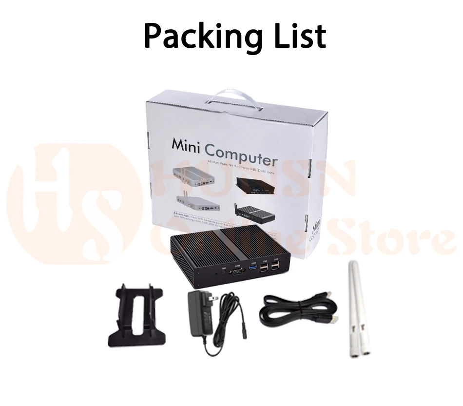 Fanless Mini PC I3 7100U J1900 J1800 HUNSN BM10 (5)