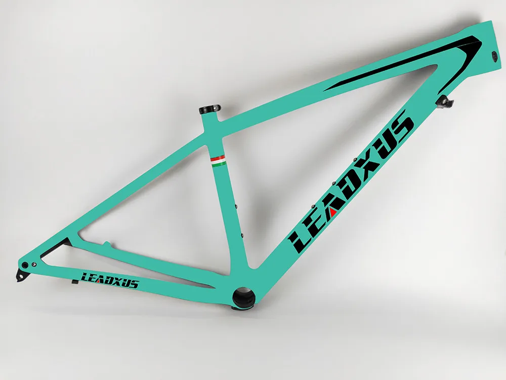 LEADXUS CLA350 только 850g 27.5er/650B 29er через мост MTB карбоновая рама T1000 углерода горного велосипеда зажим+ гарнитура+ через мост - Цвет: Green black decal