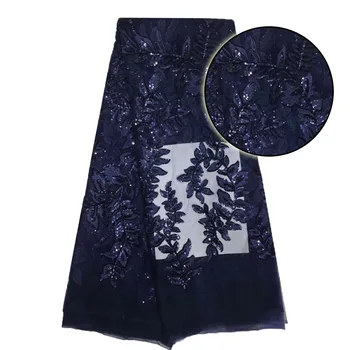 

Unique paillette fabric/mesh sequins fabrics french net lace fabric for women garment wedding dress BLUE H1080