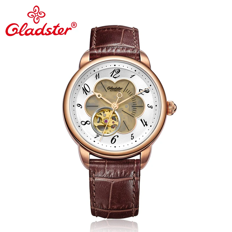 Gladster люксовый бренд Японский MIYOTA 8N24 модные автоматические механические мужские часы кожаный золотой наручные часы Скелет Мужские часы - Цвет: GD002G92RWG