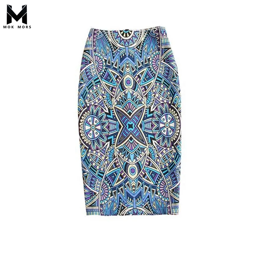 Summer New Knee Back Hip Package Personalized Printing High Waist H Type Long Ladies Professional Half Length Long Skirt